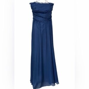 Monique Lhuillier Strapless Navy Blue Evening Gown